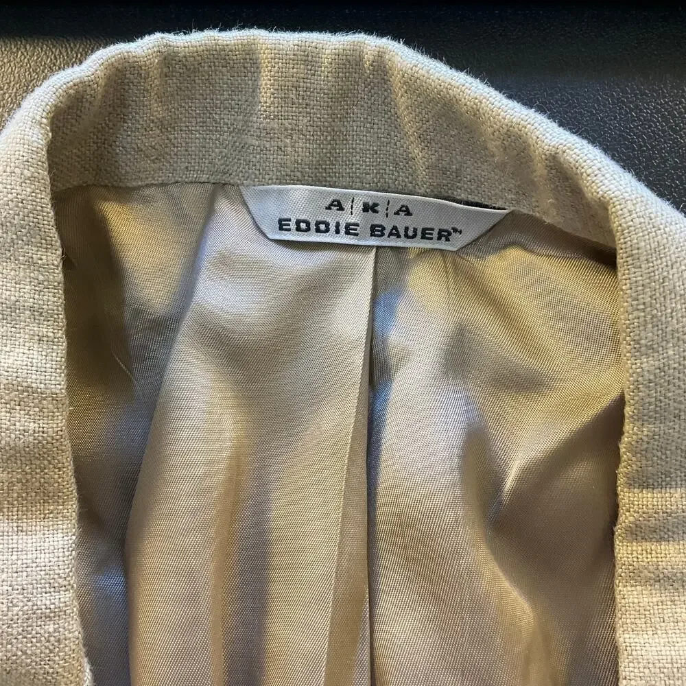 Eddie Bauer Linen Blazer Mens 44 Tall Beige Tan Sport Coat AKA Eddie Bauer